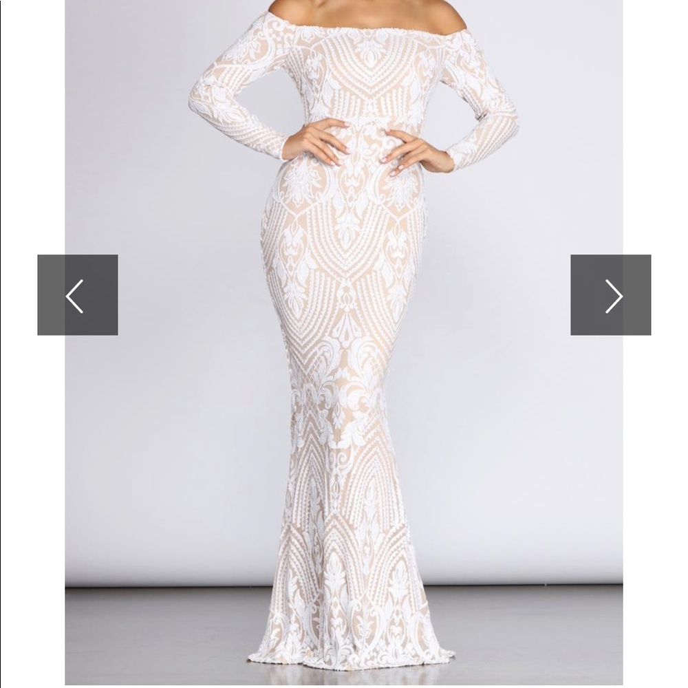 White sparkling evening dress